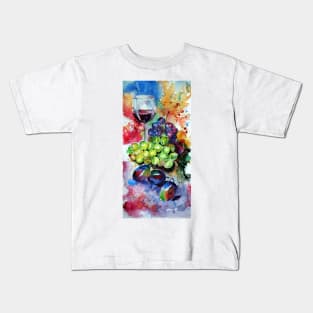 Still life with wine and fruits Kids T-Shirt